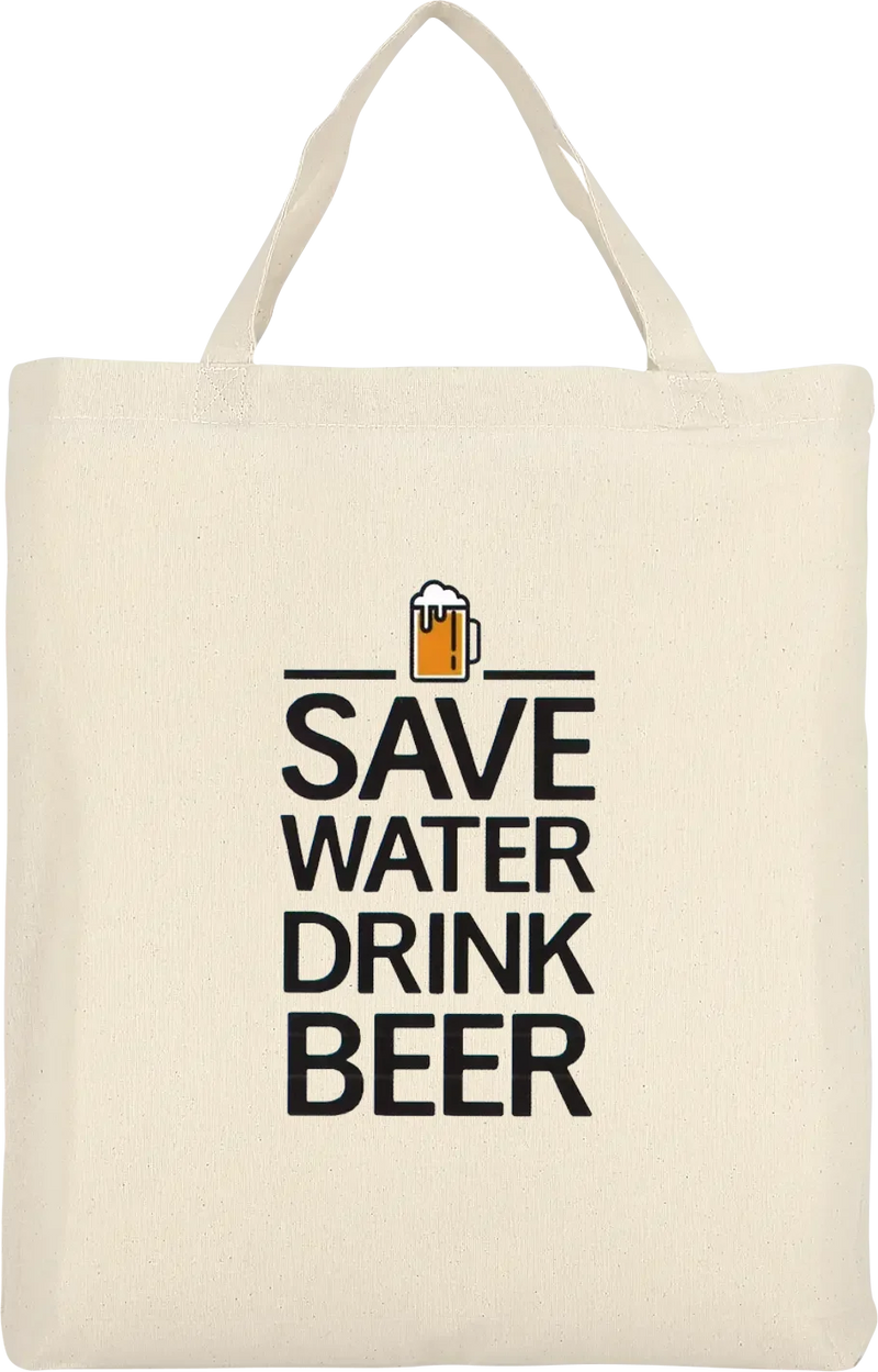 Save Water Drink Beer Beutel Kurz Natur